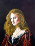 Elizabeth Swann  (Keira Knightley dans "Pirates des Caraibes") - 06/08  Acrylique sur toile, 50 x 60 cm
